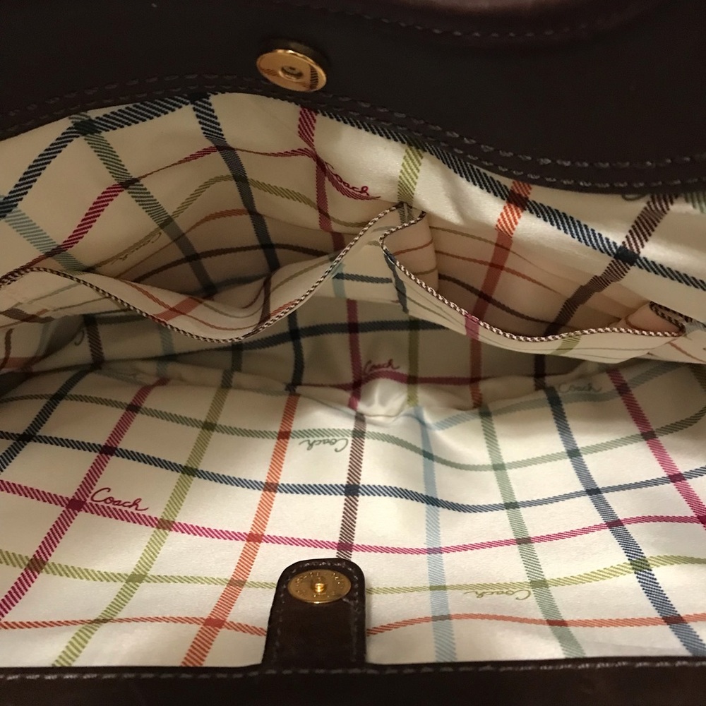 Coach Brown Signature Canvas Shoulder Bag with Dark Brown Leather Trim - Picture 8 of 11